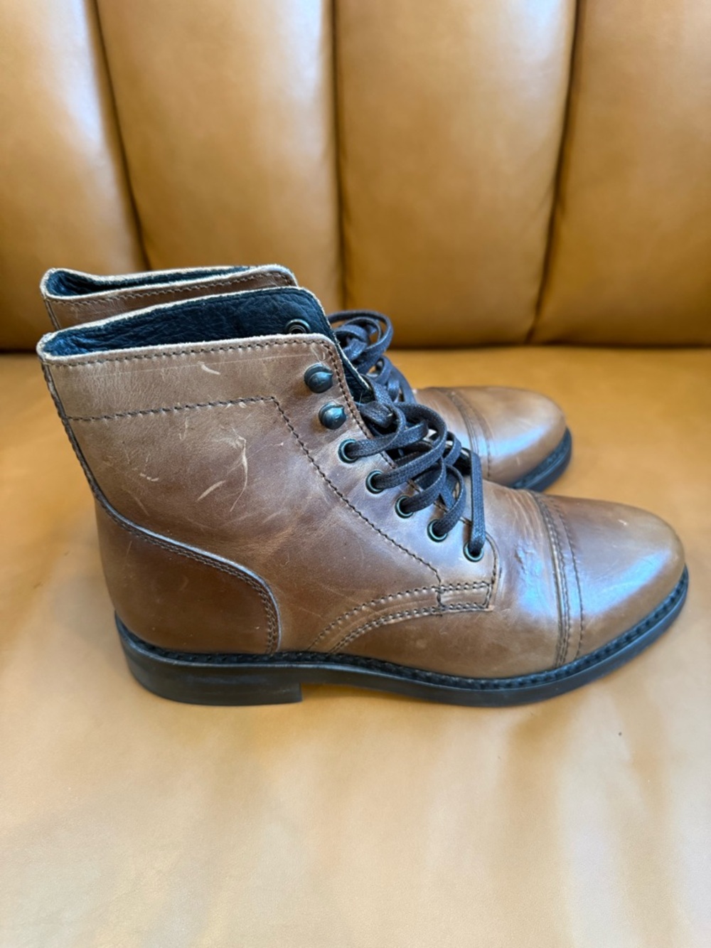 Women's Thursday Brown Lace-Up Leather Boots - Picture 5 of 12